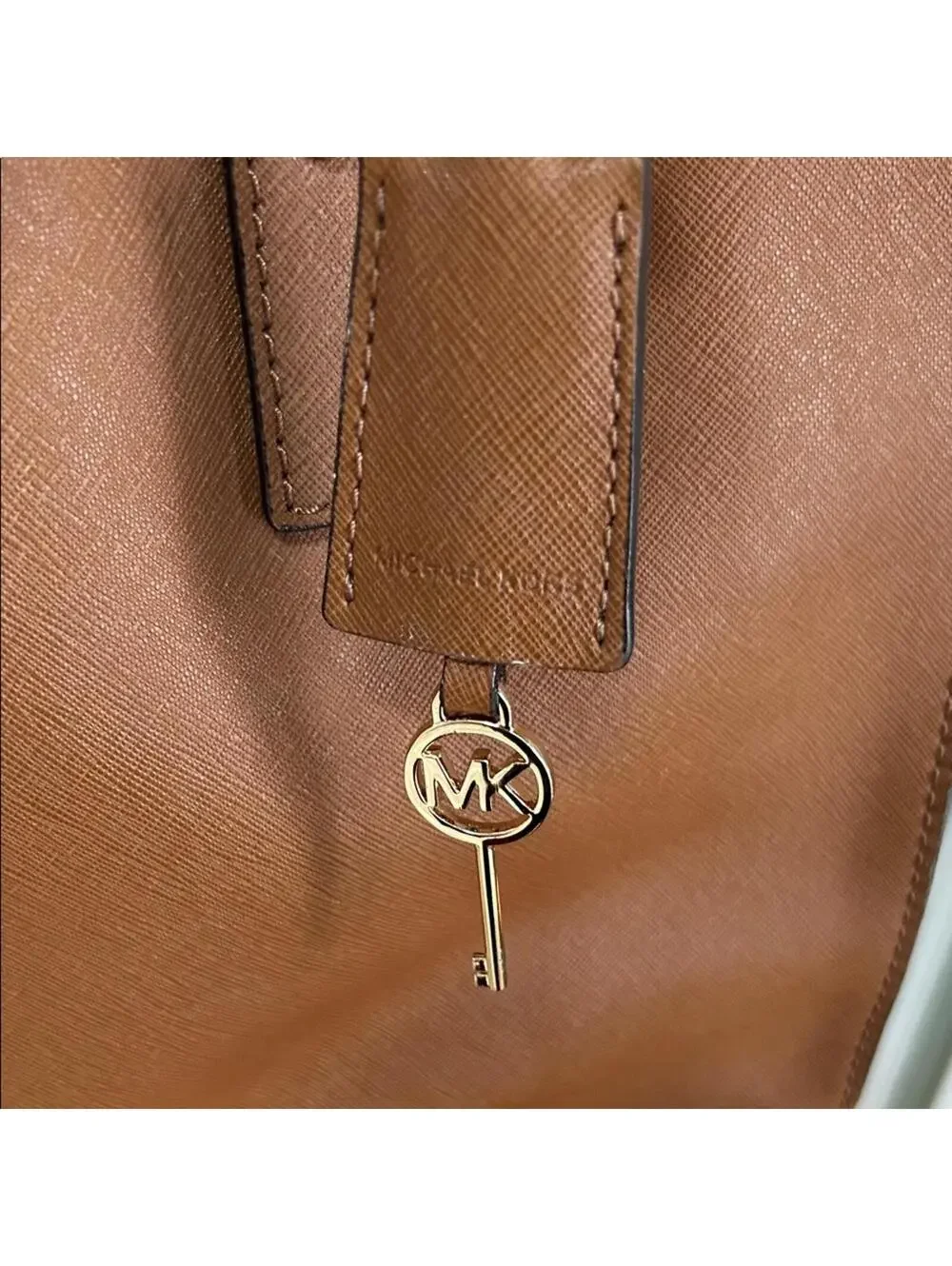Michael Kors Brown Leather Hamilton Satchel with Gold Details